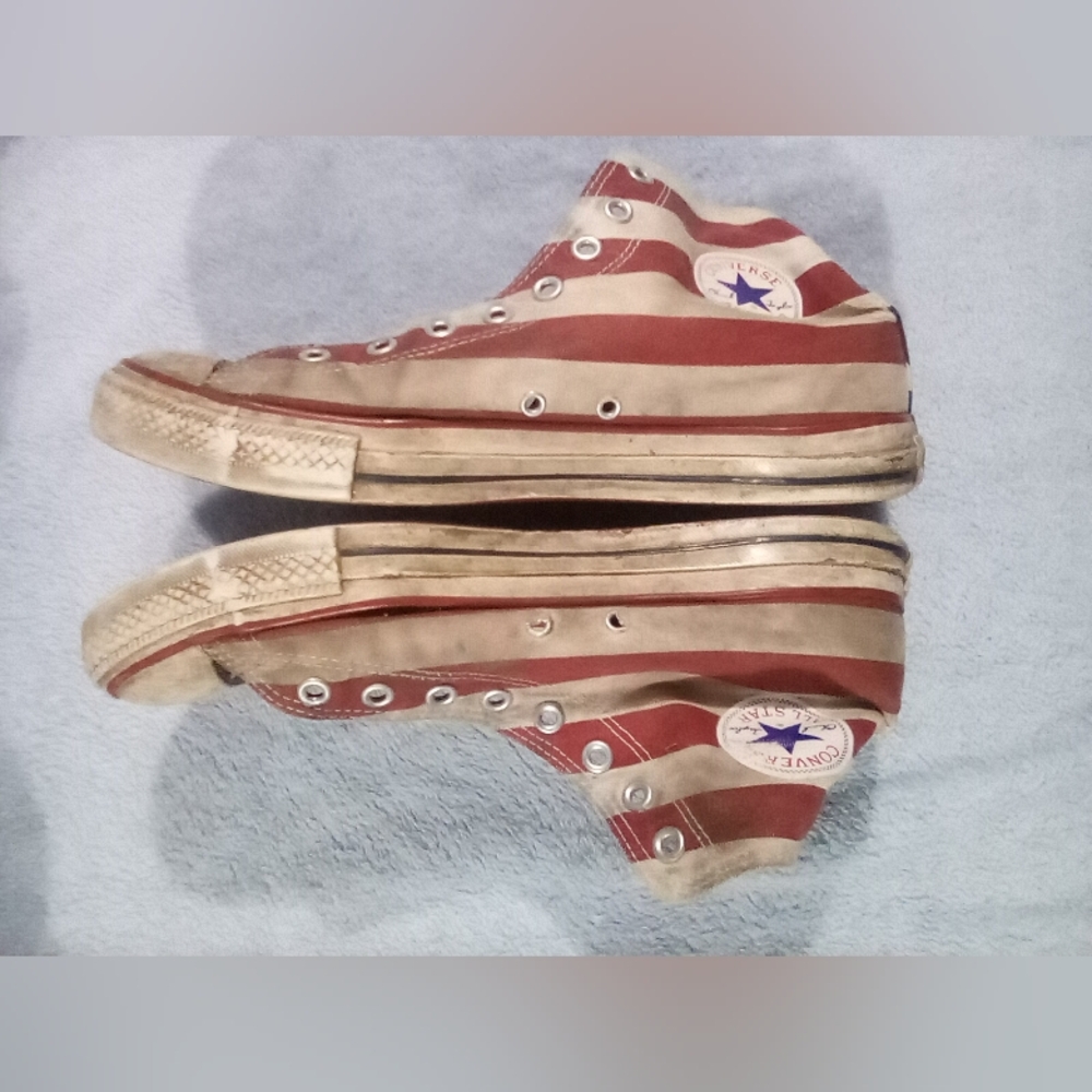 🗽Distressed American Flag Converse All Stars (No Laces), Size 11🗽 - Picture 6 of 9